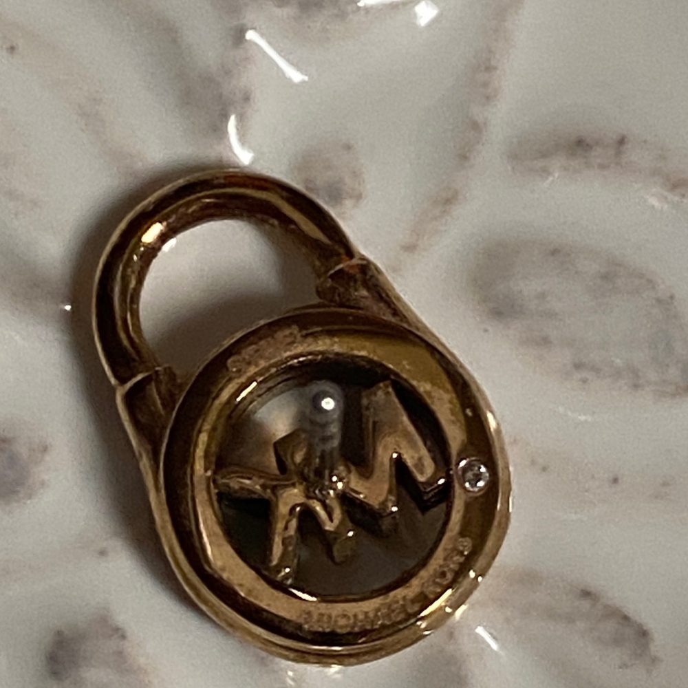 Michael Kors Rose Gold Padlock Logo Crystal Stud Earrings - Picture 8 of 12